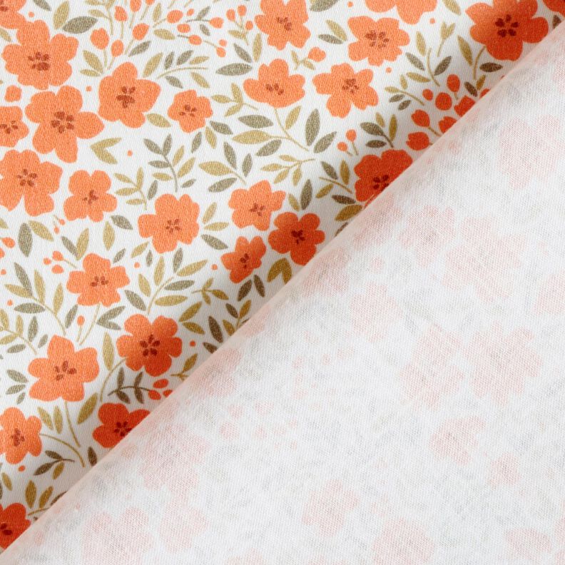 tessuto arredo satin di cotone Mare di fiori – arancio pesca/bianco,  image number 4