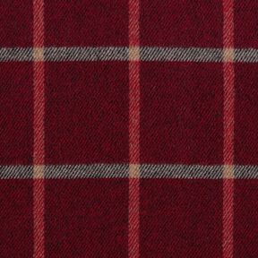 Tessuto per cappotti, quadri grandi – rosso Bordeaux/nero, 