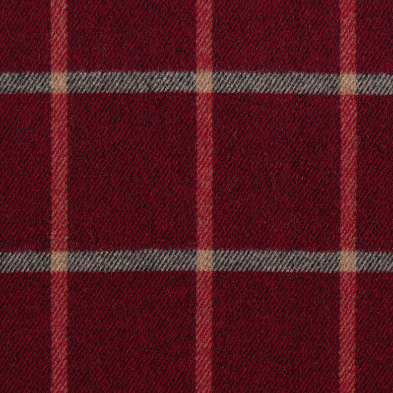 Tessuto per cappotti, quadri grandi – rosso Bordeaux/nero,  image number 1