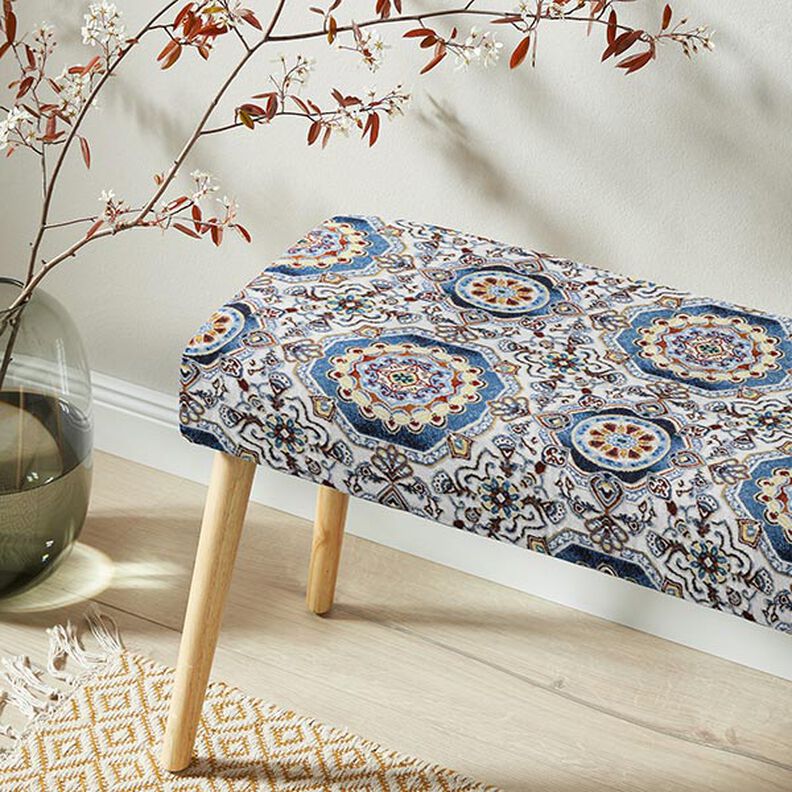 tessuto arredo gobelin Mandala orientale – blu/avorio, image number 5