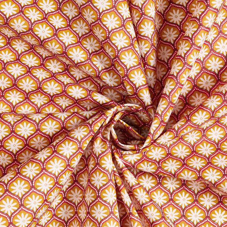 cotone rivestito mattonelle a fiori – senape/bianco,  image number 3