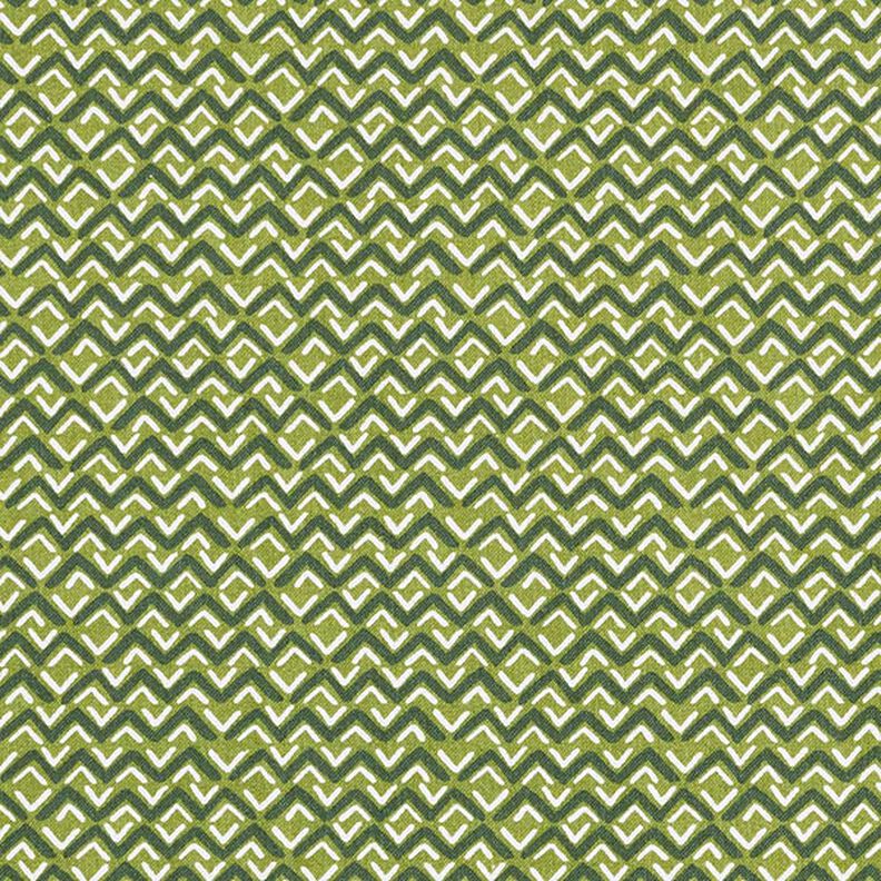 tessuto in cotone cretonne motivo zigzag etnico – verde,  image number 1