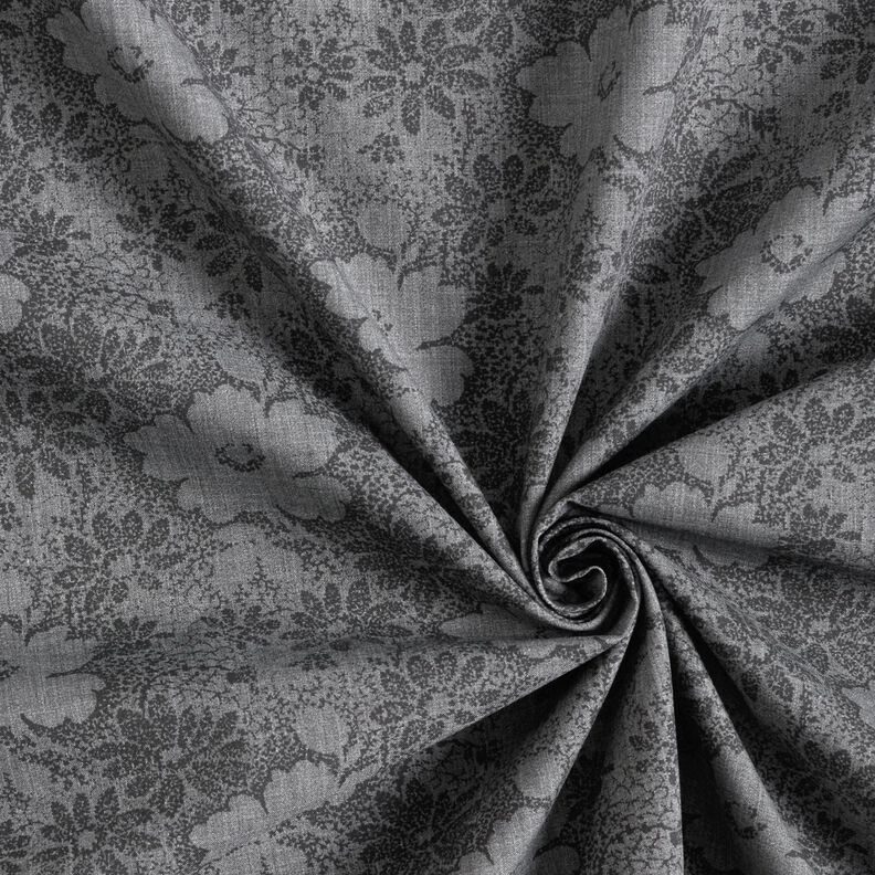 Tessuto per camicia a fiori – grigio/nero,  image number 3