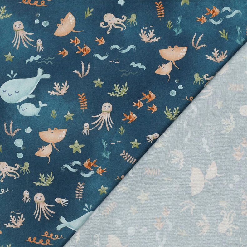 popeline di cotone Aanimali marini felici stampa digitale | Poppy Fabrics – blu oceano,  image number 4