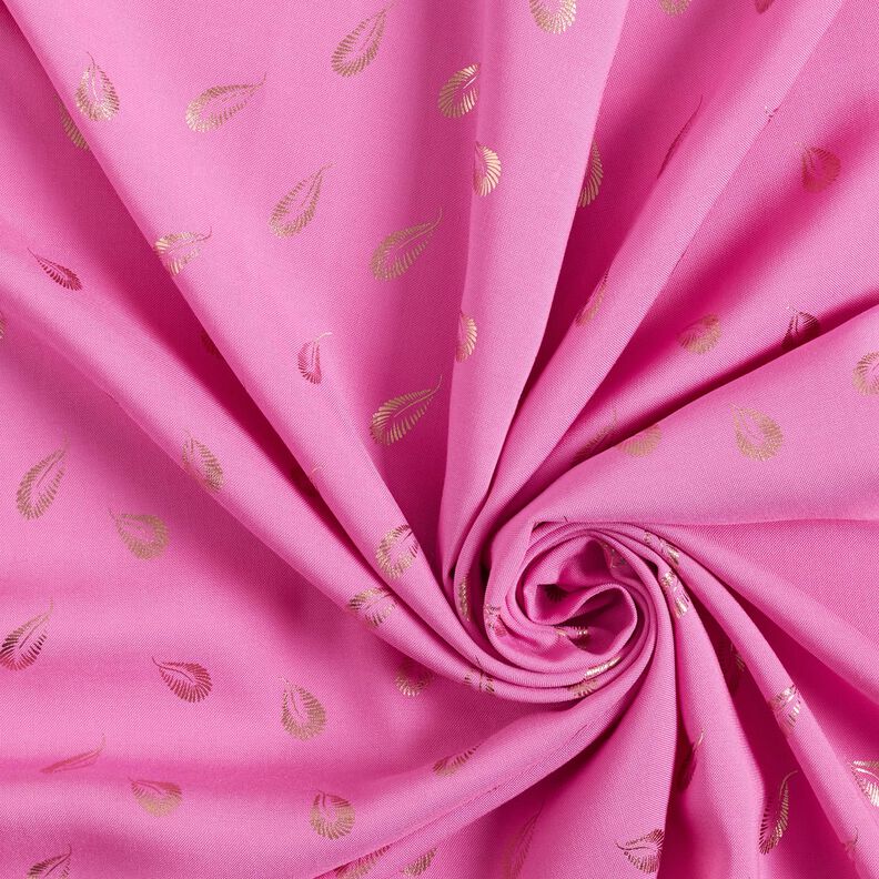 Tessuto in viscosa con stampa lamina di piume – pink,  image number 3