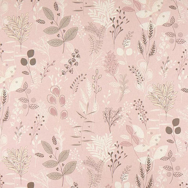 tessuto arredo mezzo panama Morbidi ramoscelli – rosa antico chiaro/naturale,  image number 1