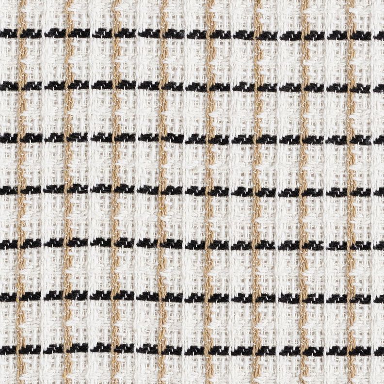 Bouclé grezzo a quadri – bianco/beige,  image number 1