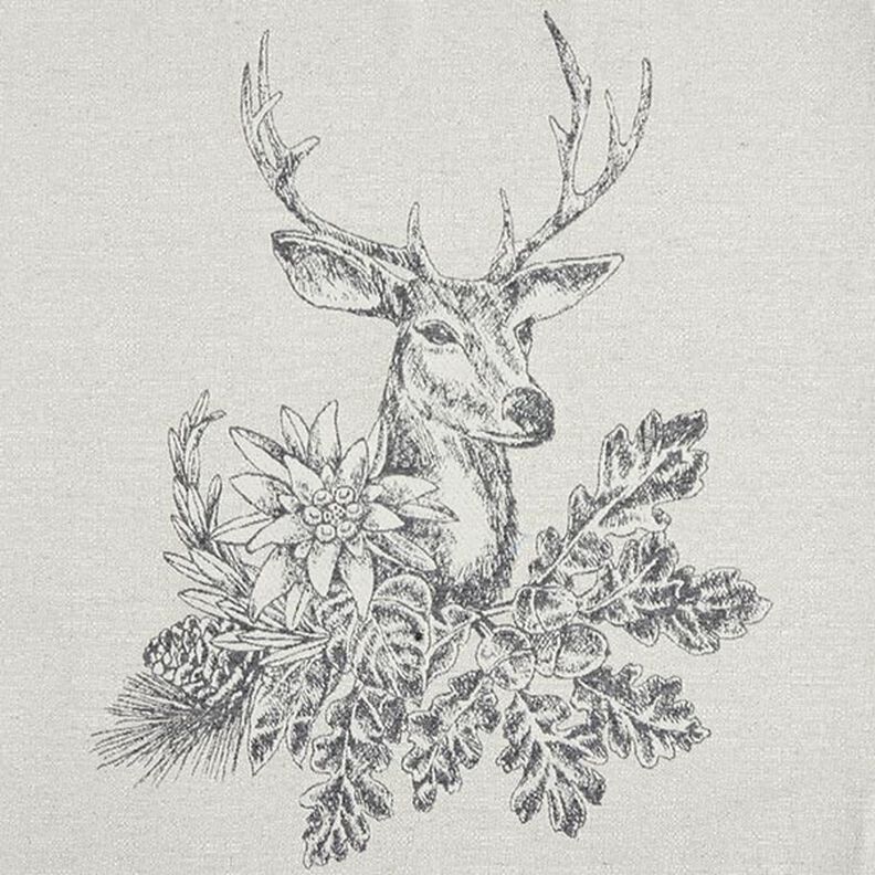 taglio di tessuto arredo gobelin Cervo con stella alpina – grigio,  image number 1