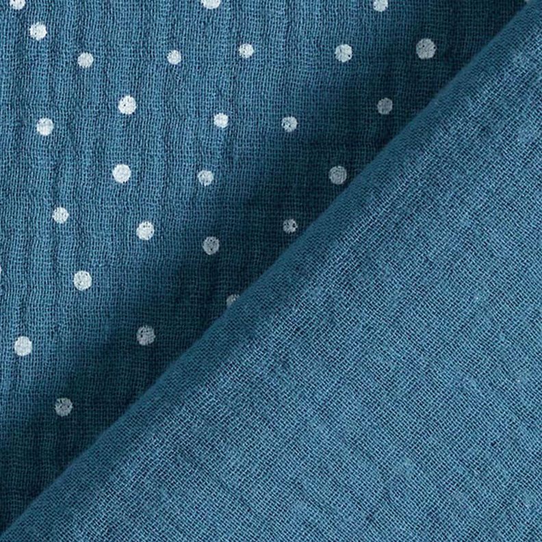 mussolina / tessuto doppio increspato piccoli pois – colore blu jeans/bianco,  image number 4