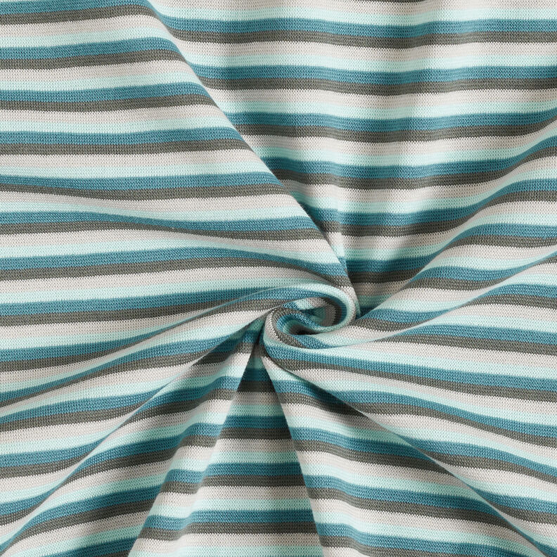 tessuto per polsini Righe tubolari – blu ghiaccio/turchese,  image number 3