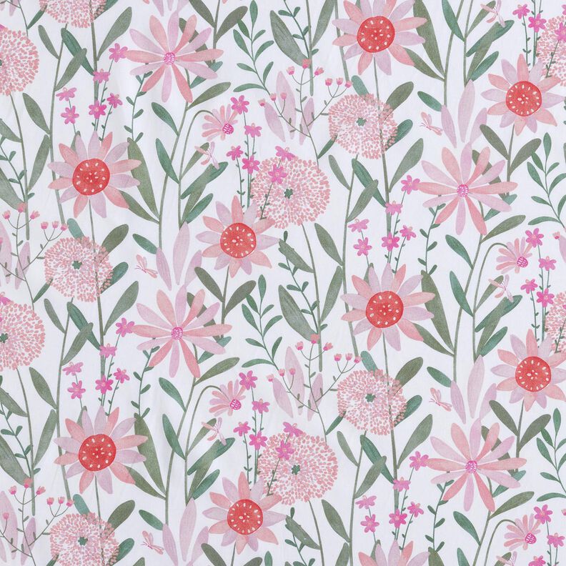popeline di cotone Grandi fiori di prato stampa digitale | Poppy Fabrics – bianco,  image number 1