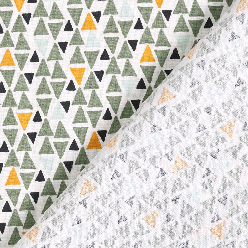 tessuto in cotone cretonne mini triangoli – canna palustre/bianco,  image number 4