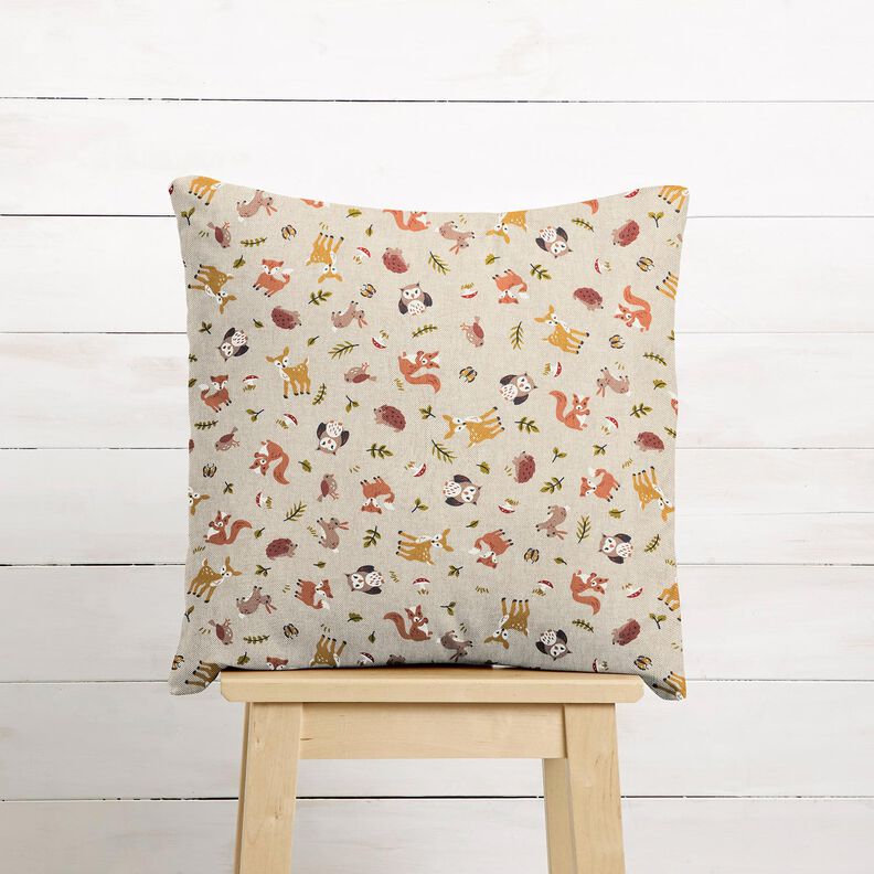 tessuto arredo mezzo panama Gentili animali della foresta – naturale/marrone,  image number 6