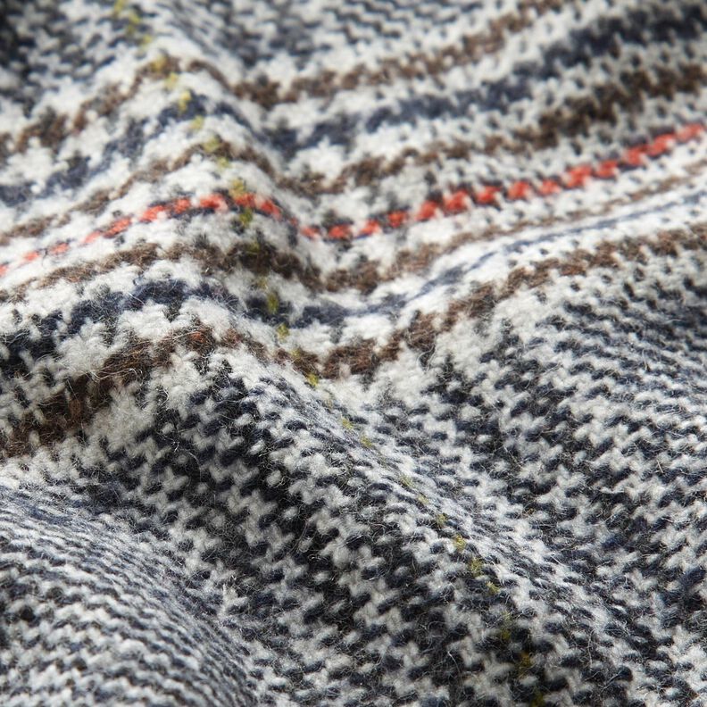 Tessuto per cappotto misto cotone Principe di Galles – bianco/blu notte,  image number 3