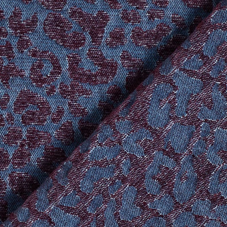Tessuto per pantaloni effetto denim con stampa leopardata – melanzana/colore blu jeans,  image number 4
