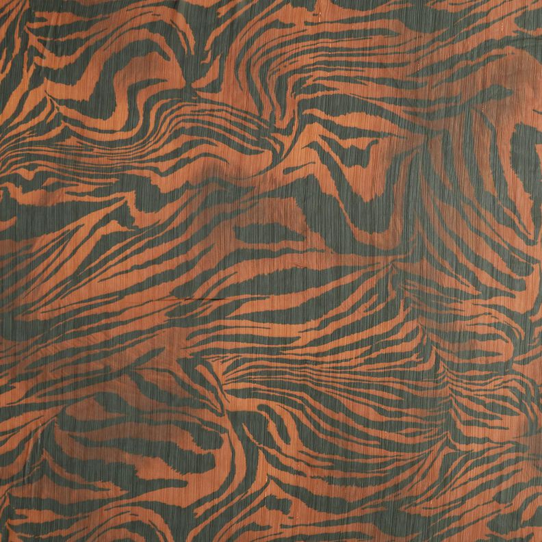 Chiffon gessato glitterato con tigre stampata – nero/rame,  image number 1
