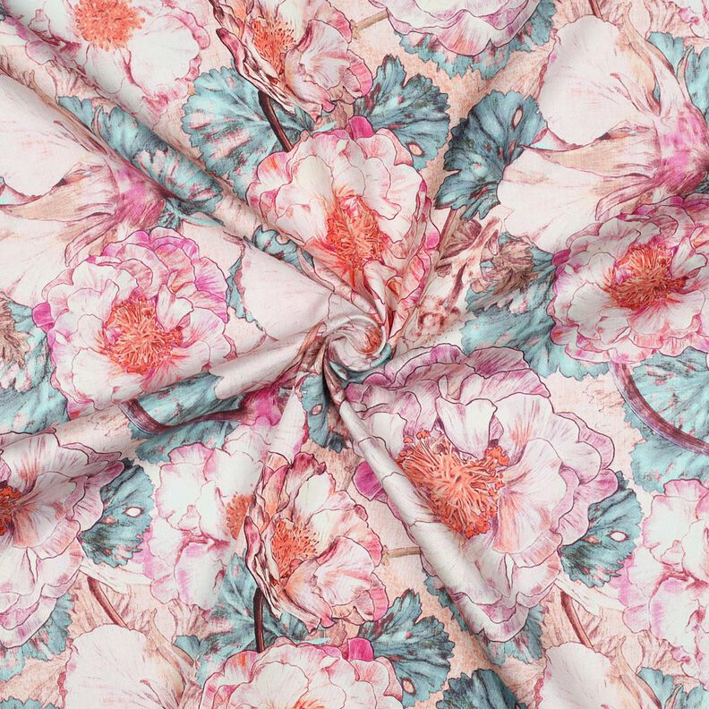 Satin di cotone Japanese Anamone | Nerida Hansen – violetto pastello/azzurro,  image number 3