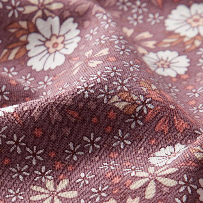 jersey di cotone Prato fiorito – rosa antico scuro,  image number 2