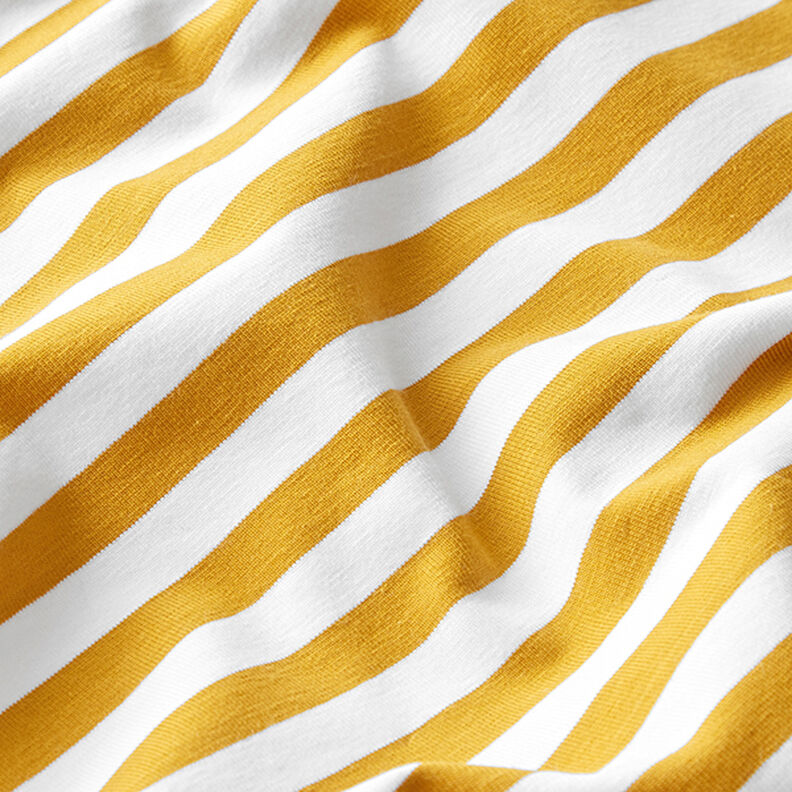 Jersey di cotone righe ampie – senape/bianco,  image number 2