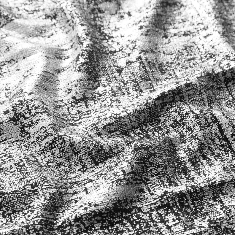 Tessuto in maglia con stampa metallizzata astratta – argento effetto metallizzato/nero, image number 2