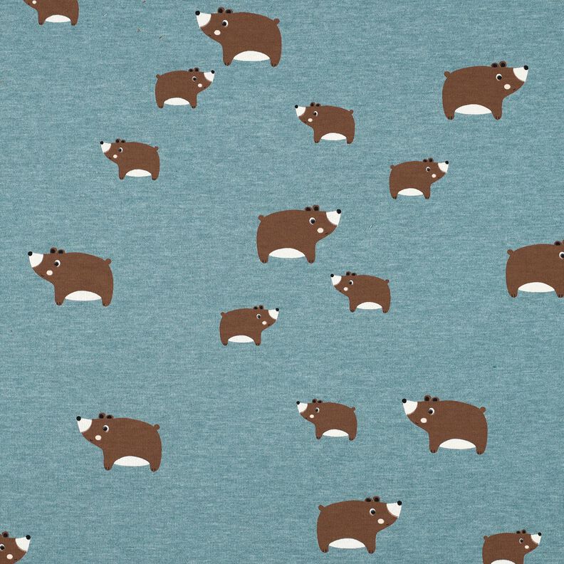 jersey di cotone orsi | Poppy Fabrics – grigio blu/marrone castagna, image number 1