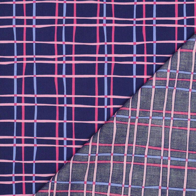 popeline di cotone Quadri ondulati | Poppy Fabrics – indaco/rosa,  image number 4