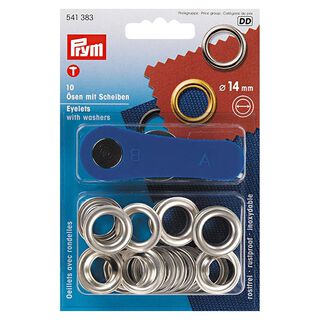 Occhielli e rondelle [Ø 14 mm] | Prym – argento effetto metallizzato, 