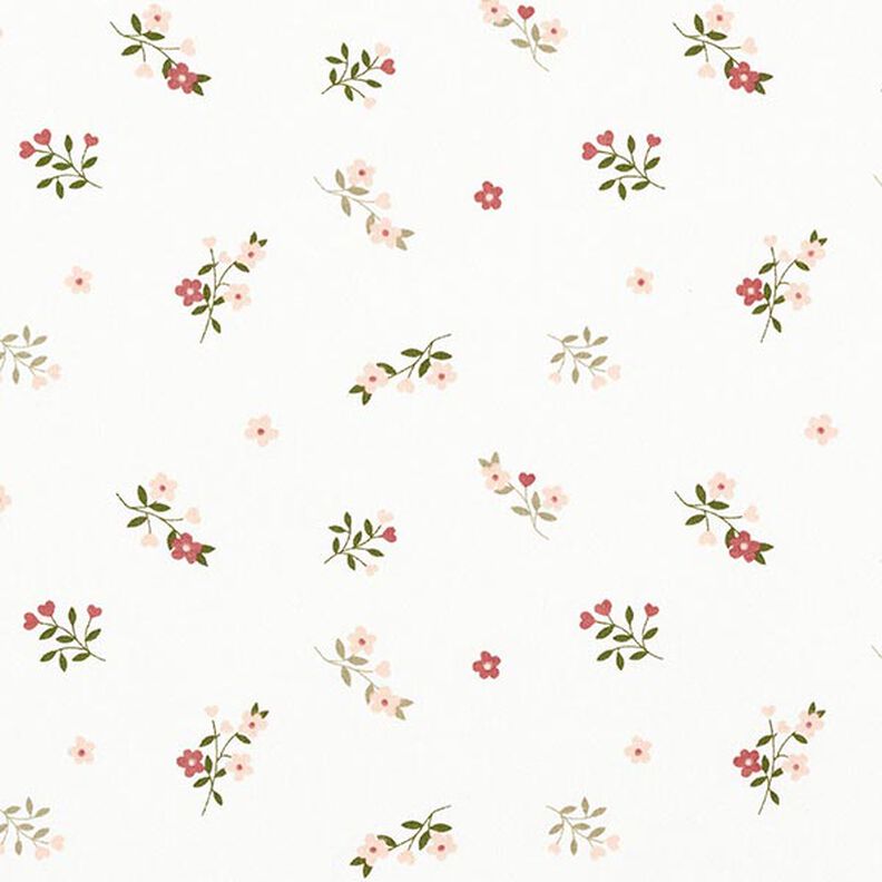 jersey di cotone fiori e cuori – bianco lana,  image number 1