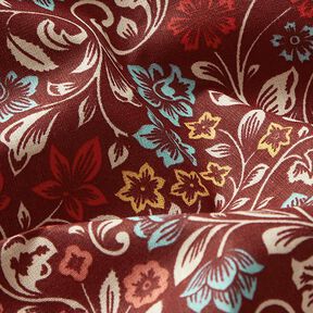 tessuto in cotone cretonne Fiori rampicanti – rosso borgogna/tortora chiaro, 
