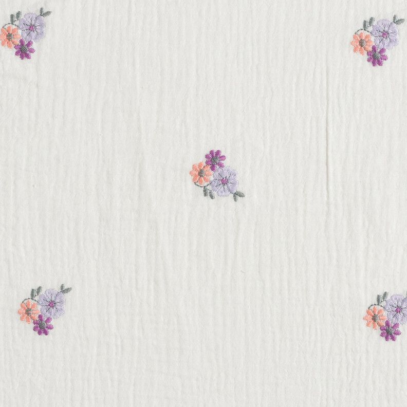 mussolina / tessuto doppio increspato Fiorellini ricamati | Poppy Fabrics – bianco,  image number 1