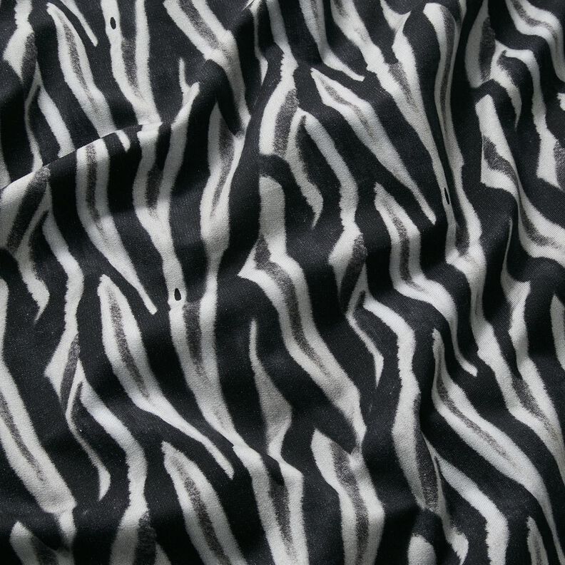 Stampa digitale zebrata spazzolata French Terry – nero/argento, image number 2