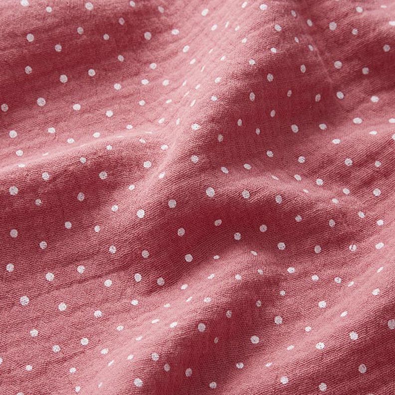 mussolina / tessuto doppio increspato piccoli pois – rosa anticato/bianco,  image number 2