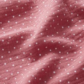 mussolina / tessuto doppio increspato piccoli pois – rosa anticato/bianco, 