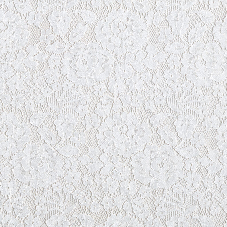 Pregiato tessuto di pizzo con motivo floreale – bianco,  image number 1