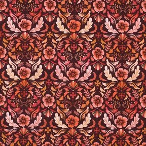 jersey di cotone fiori stampa digitale – rosso Bordeaux, 