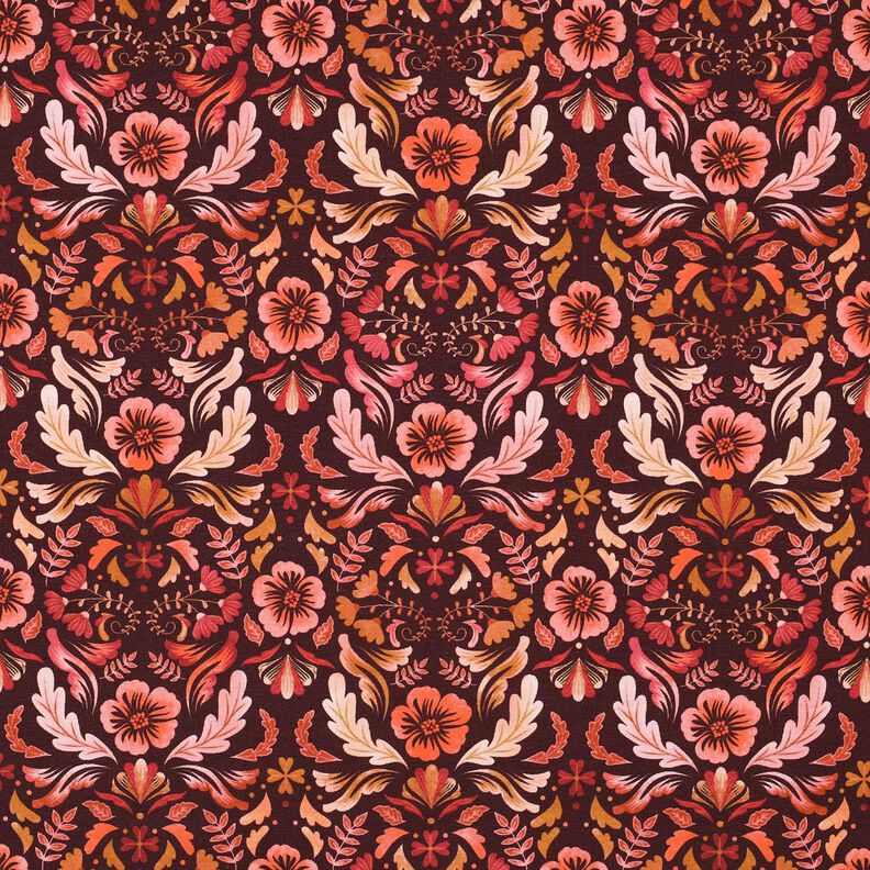 jersey di cotone fiori stampa digitale – rosso Bordeaux,  image number 1