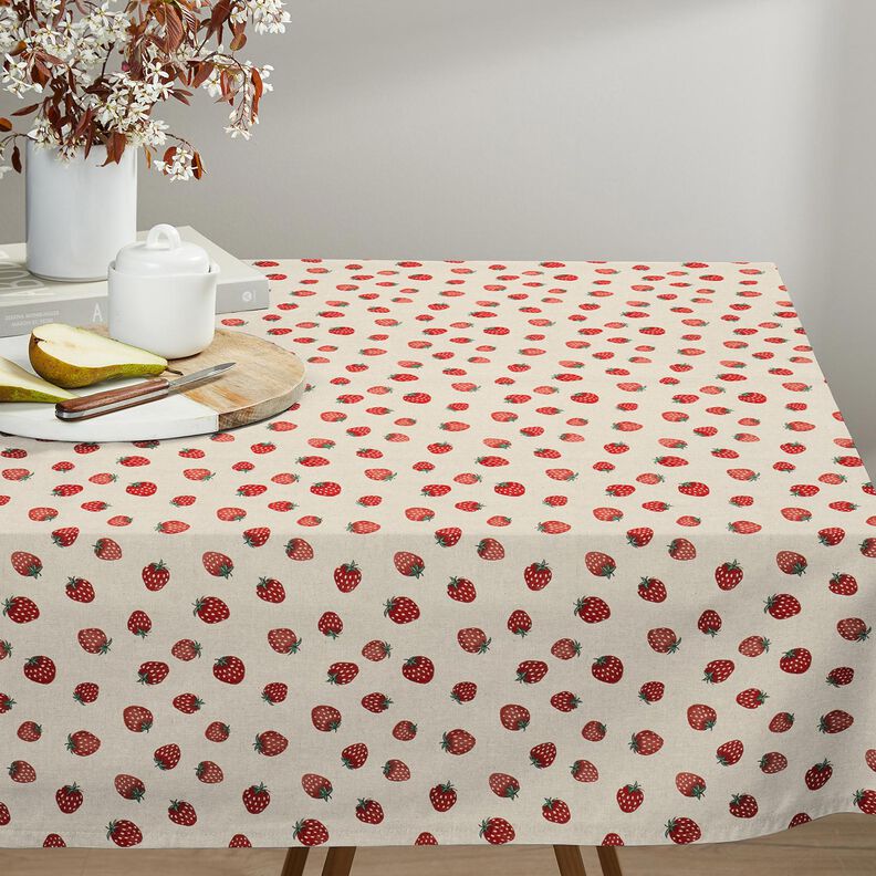 tessuto arredo mezzo panama Piccole fragole – rosso/naturale, image number 8