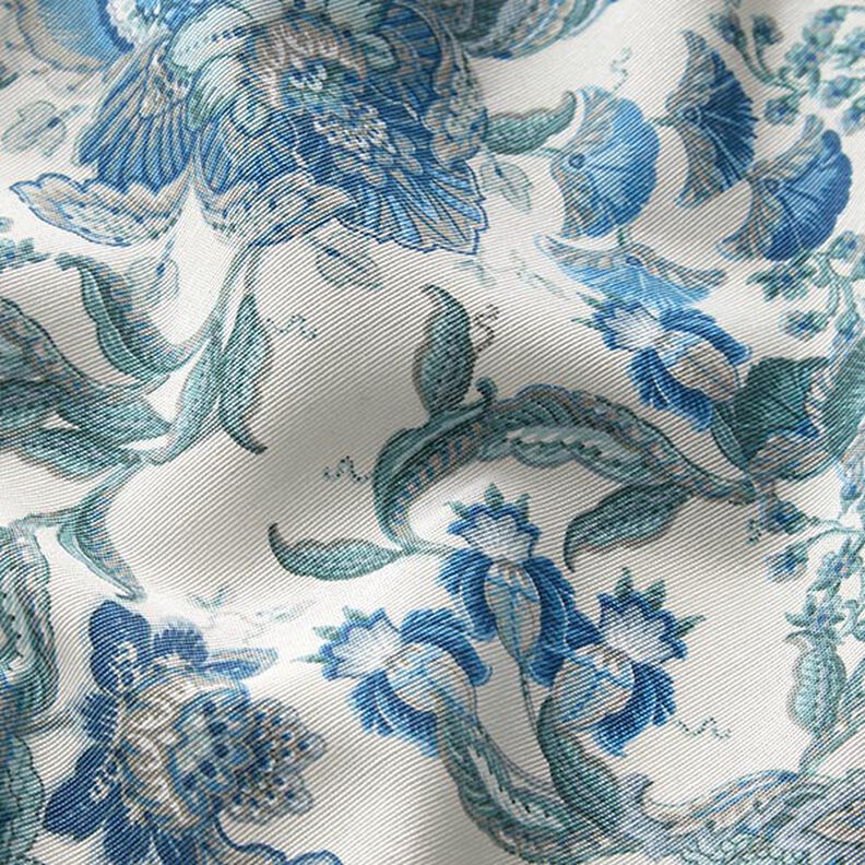 tessuto arredo tessuto canvas ornamenti floreali orientali 280 cm – bianco/blu,  image number 2