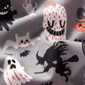 tessuto in cotone popeline Happy Halloween – grigio elefante/arancio chiaro,  thumbnail number 2