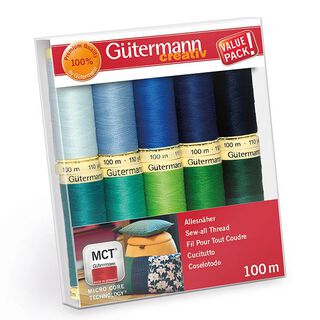 set filo da cucito Cucitutto [ 100m | 10 pezzo/i ] | Gütermann creativ – verde/blu, 