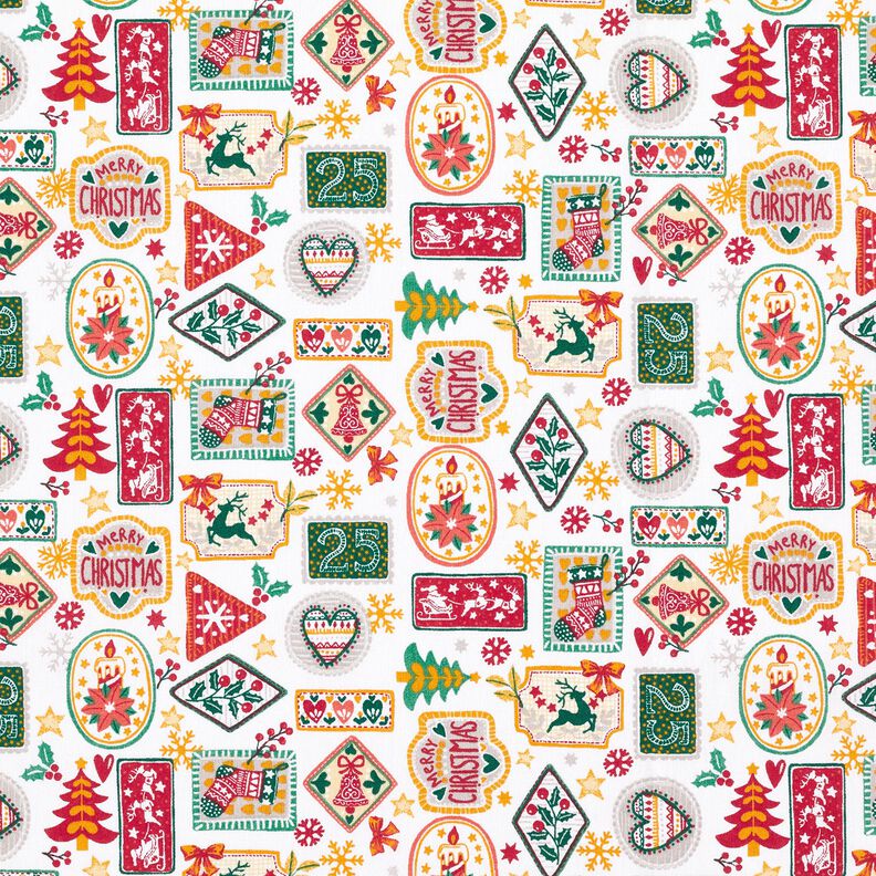 tessuto in cotone popeline immagini di Natale – bianco/rosso carminio,  image number 1