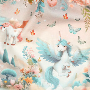 jersey di cotone Unicorni stampa digitale | by Poppy – bianco lana/eucalipto, 
