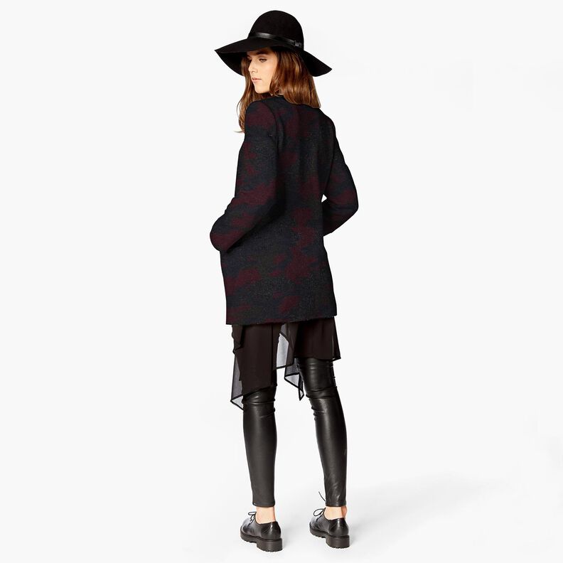 tessuto per cappotti misto lana Camouflage – nero/rosso merlot,  image number 5