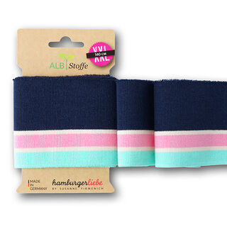 GOTS tessuto in maglia per bordi e polsini CUFF ME COLLEGE [ 140 cm | 7,5 cm ] | Albstoffe – blu, 