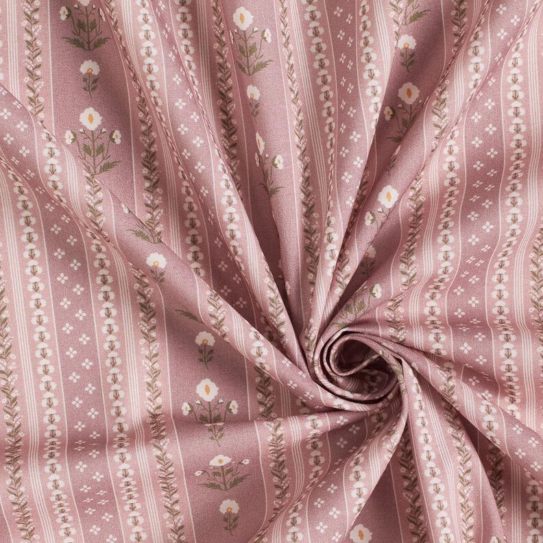 tessuto in cotone popeline Ghirlande di fiori – rosa anticato/bianco lana, image number 3