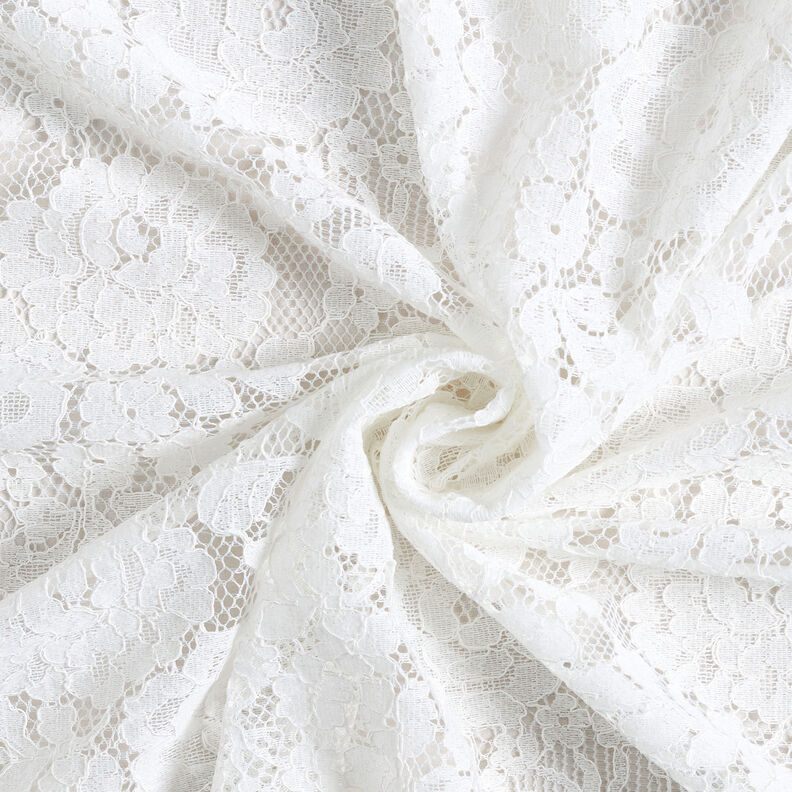 Pregiato tessuto di pizzo con motivo floreale – bianco,  image number 5