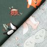 popeline di cotone allegri animali del bosco – verde scuro/arancio pesca,  thumbnail number 4