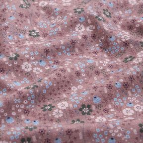 jersey di cotone Prato di fiori di bosco stampa digitale – rosa antico scuro, 