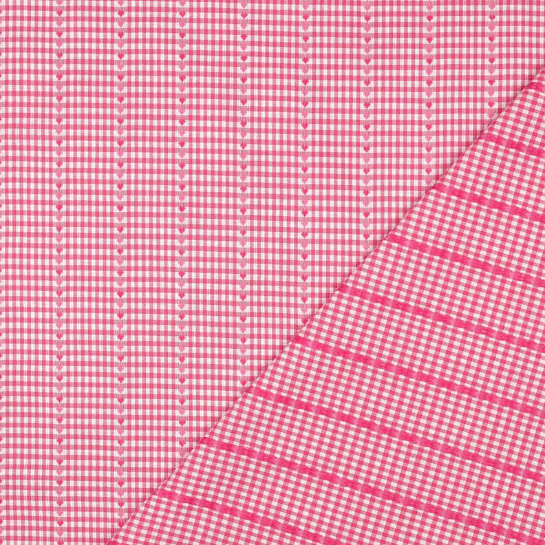 tessuto in cotone Jacquard quadri e cuori – pink/bianco, image number 4