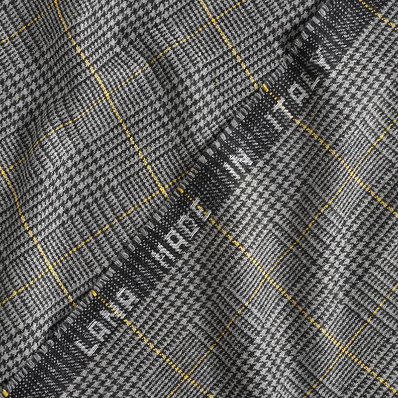 Tessuto in lana Principe di Galles – grigio scuro/giallo,  image number 4